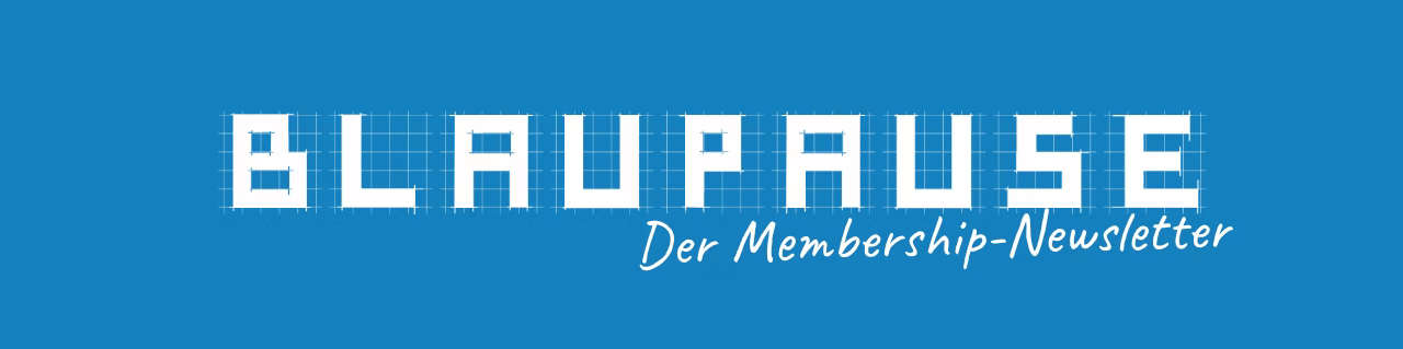 Das Blaupause Logo in weiß auf blauem Hintergrund